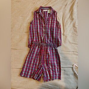 Vintage 90’s Private Party Plaid Matching Set With Sleeveless Collar Shirt
